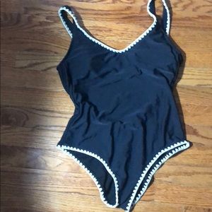 One piece black white embroidered edges small